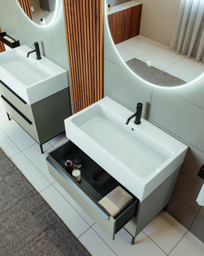 Lavabo 100×46 cm largo e capiente in ceramica - Collezione Camaleo | KoseDiCasa