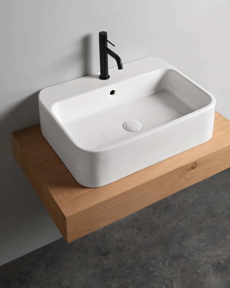 Lavabo 60×45 cm da appoggio o sospeso, vasca ampia | KoseDiCasa