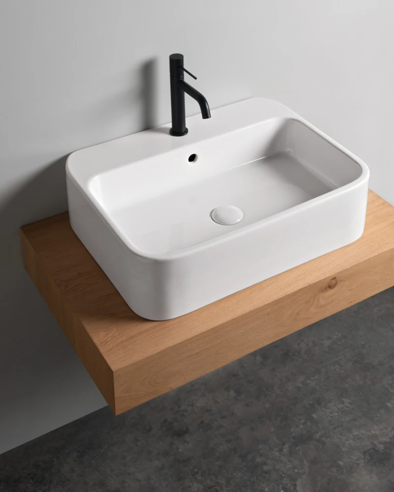 Lavabo 60×45 cm da appoggio o sospeso, vasca ampia - Collezione Cosa | KoseDiCasa
