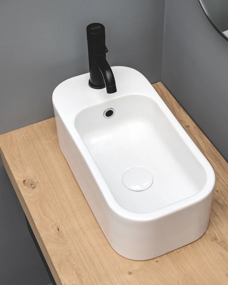 Lavabo piccolo 48×25 cm salvaspazio, da appoggio o sospeso - Collezione Cosa | KoseDiCasa