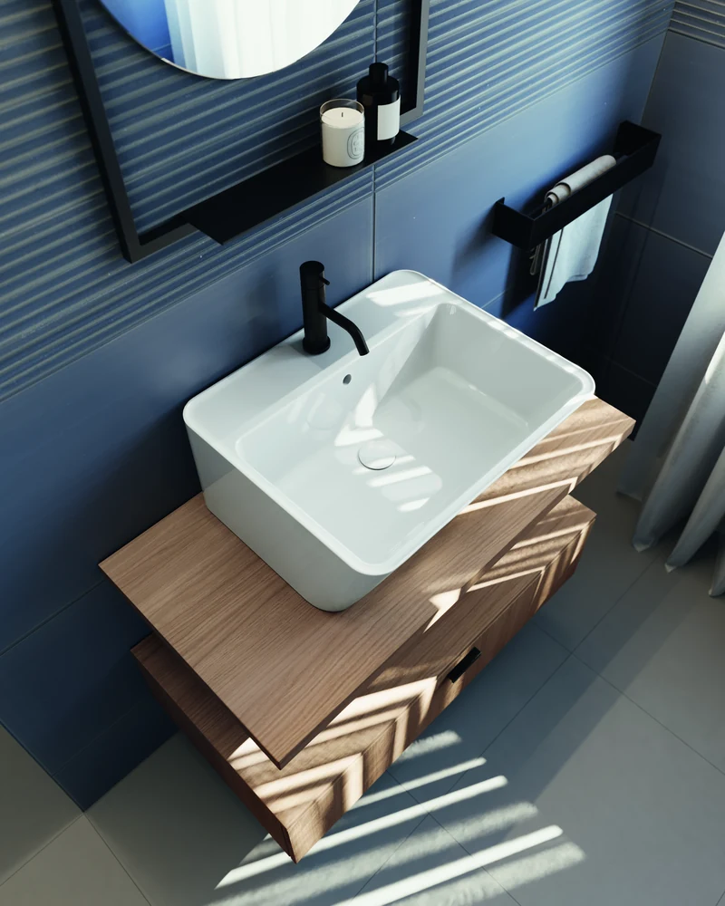 Lavabo 60×50 cm profondo e capiente, da appoggio o sospeso - Collezione wynn | KoseDiCasa