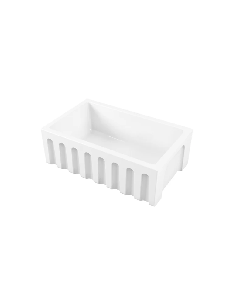 76 cm white ceramic single-bowl apron-style kitchen sink | KoseDiCasa