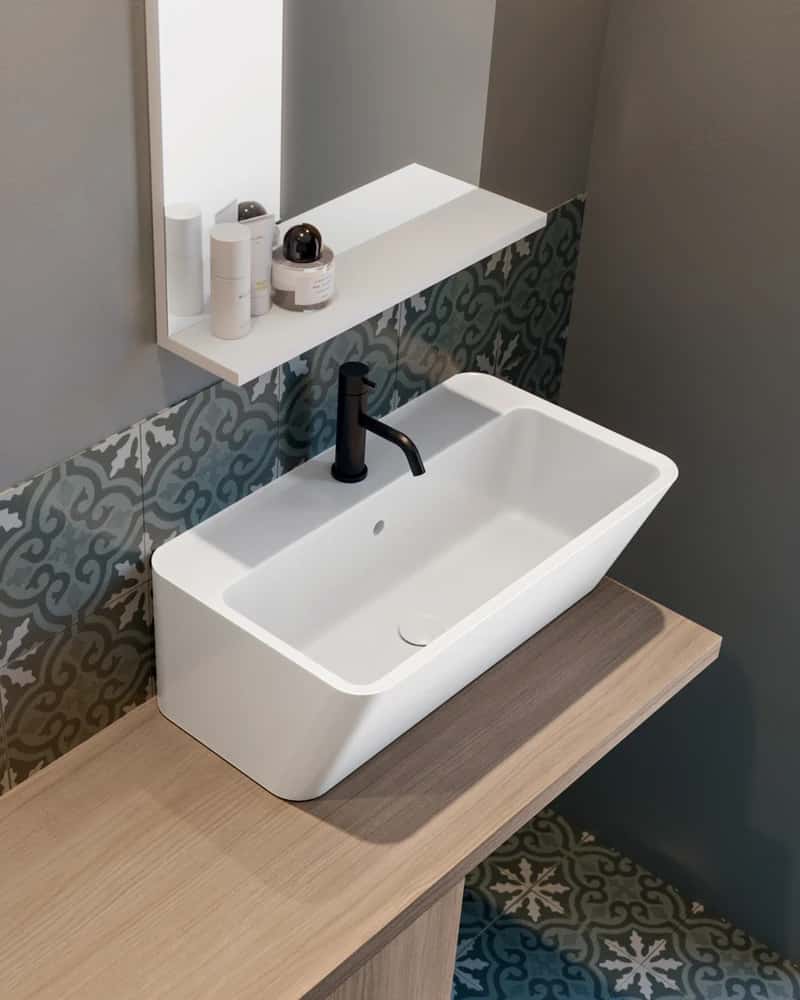 Lavabo 70×40 cm largo, da appoggio o sospeso | KoseDiCasa